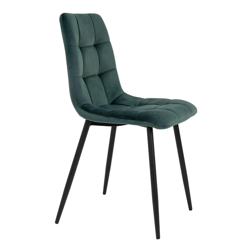 2 x Middelfart Dark Green Velvet Fabric Dining Chair-3