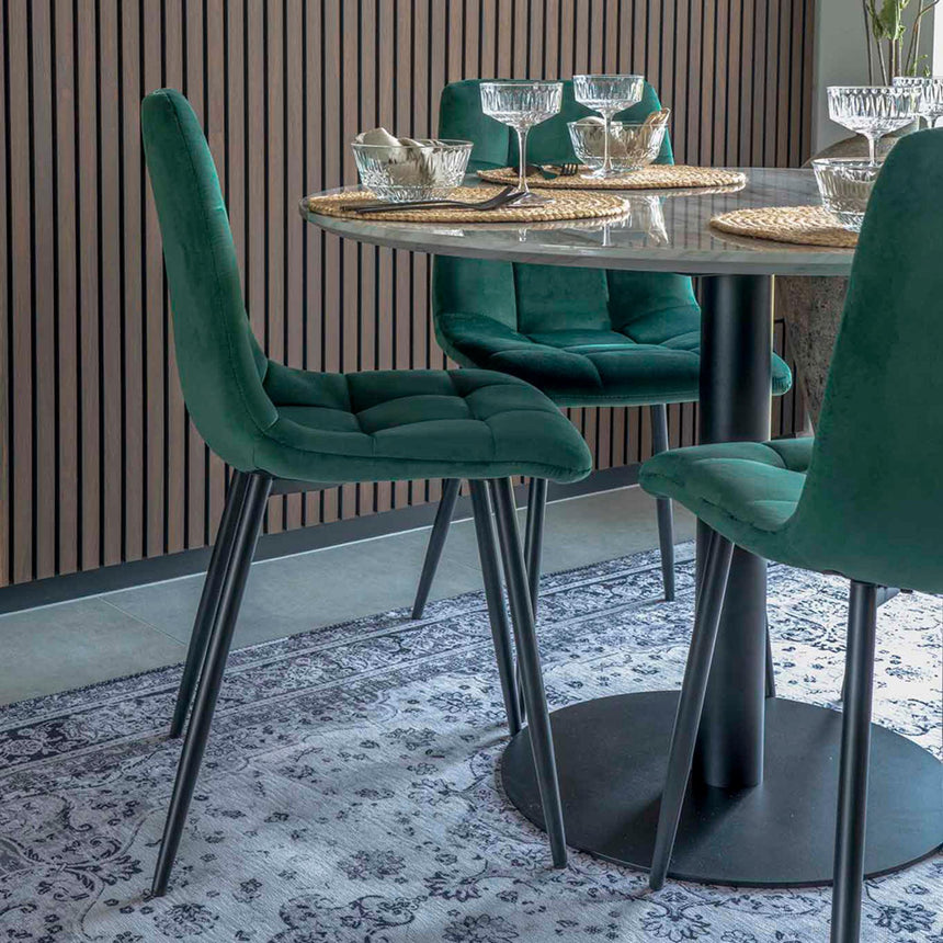 2 x Middelfart Dark Green Velvet Fabric Dining Chair-5