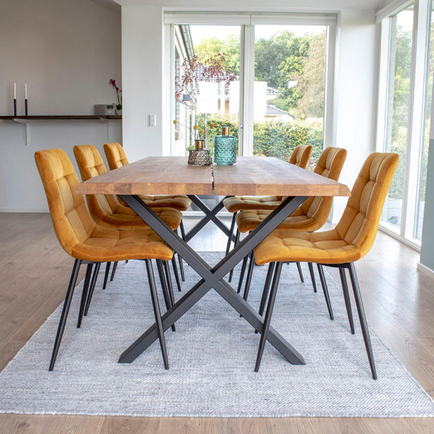 2 x Middelfart Mustard Velvet Fabric Dining Chair-7