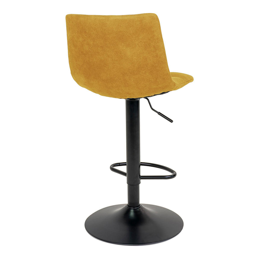 2 x Middelfart Mustard Yellow Velvet Fabric Barstool-5