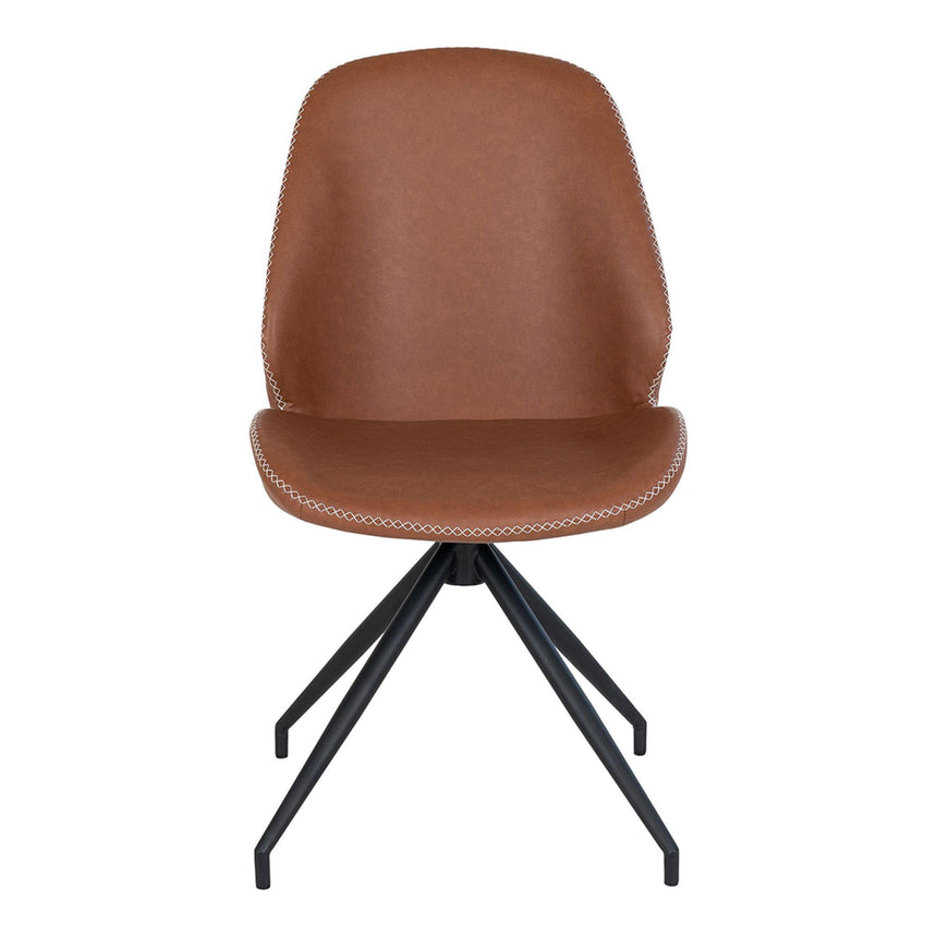 2 x Monte Carlo Vintage Brown Faux Leather Swivel Dining Chair-2