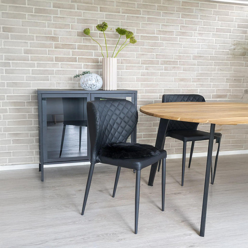 Artificial Black Round Seat Lambskin-3