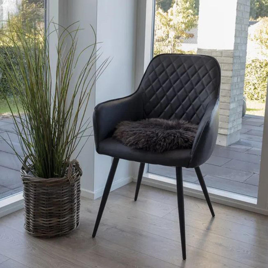 Brown Round Seat Real Lammbskin-2