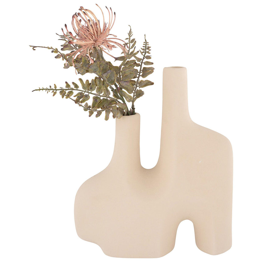 Double Bud Design Sand Ceramic Vase-3