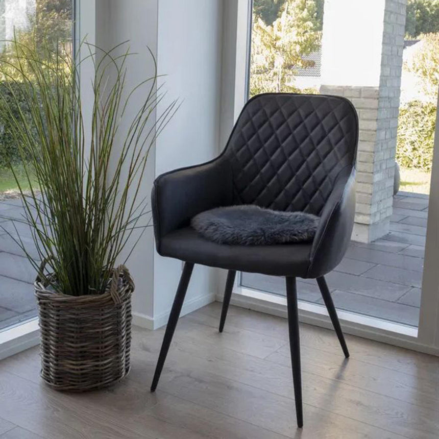 Grey Round Seat Real lambskin-3