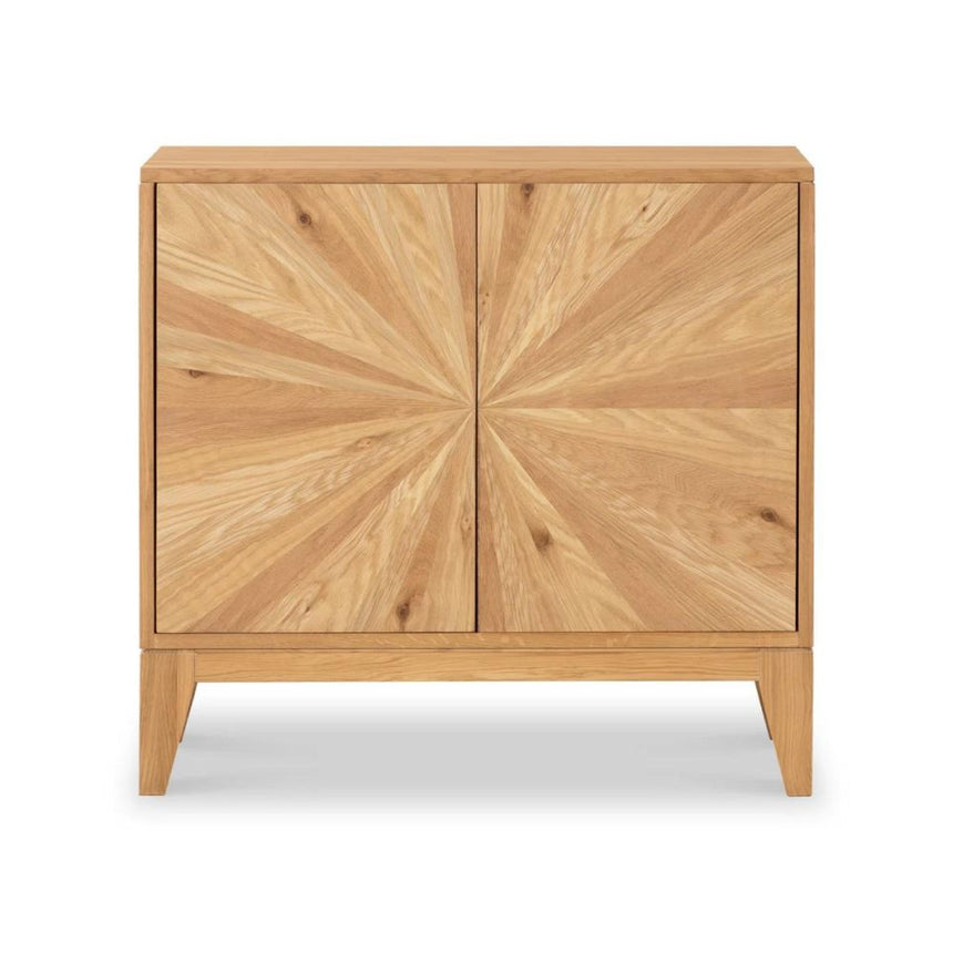 Viento Oak 2 Door Sunburst Small Sideboard - 80cm-3