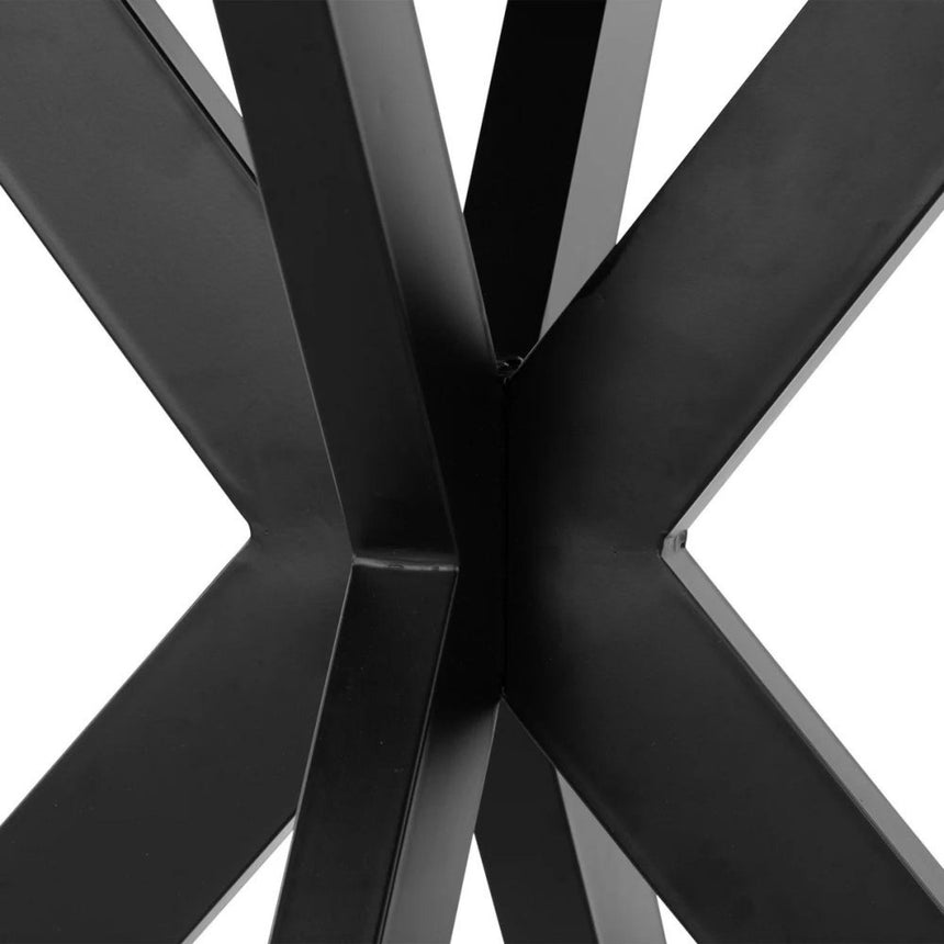 Viento Oak 4 Seater Sunburst Round Dining Table with Black Spider Legs - 110cm-3