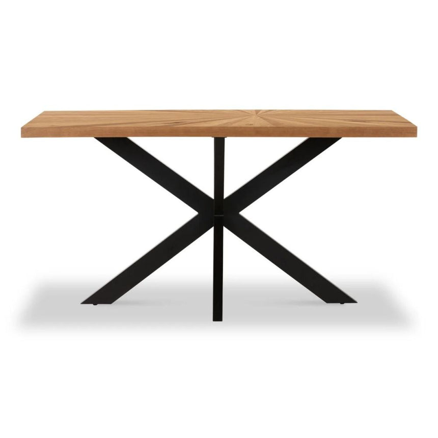Viento Oak 6 Seater Sunburst Dining Table with Black Spider Legs - 150cm-2