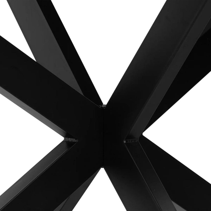 Viento Oak 6 Seater Sunburst Oval Elip Dining Table with Black Spider Legs - 180cm-3