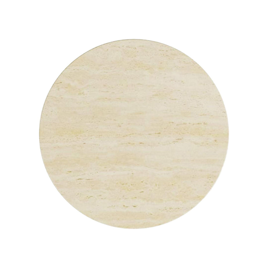 Carrera Travertine Beige Engineered Marble Round Side Table-3