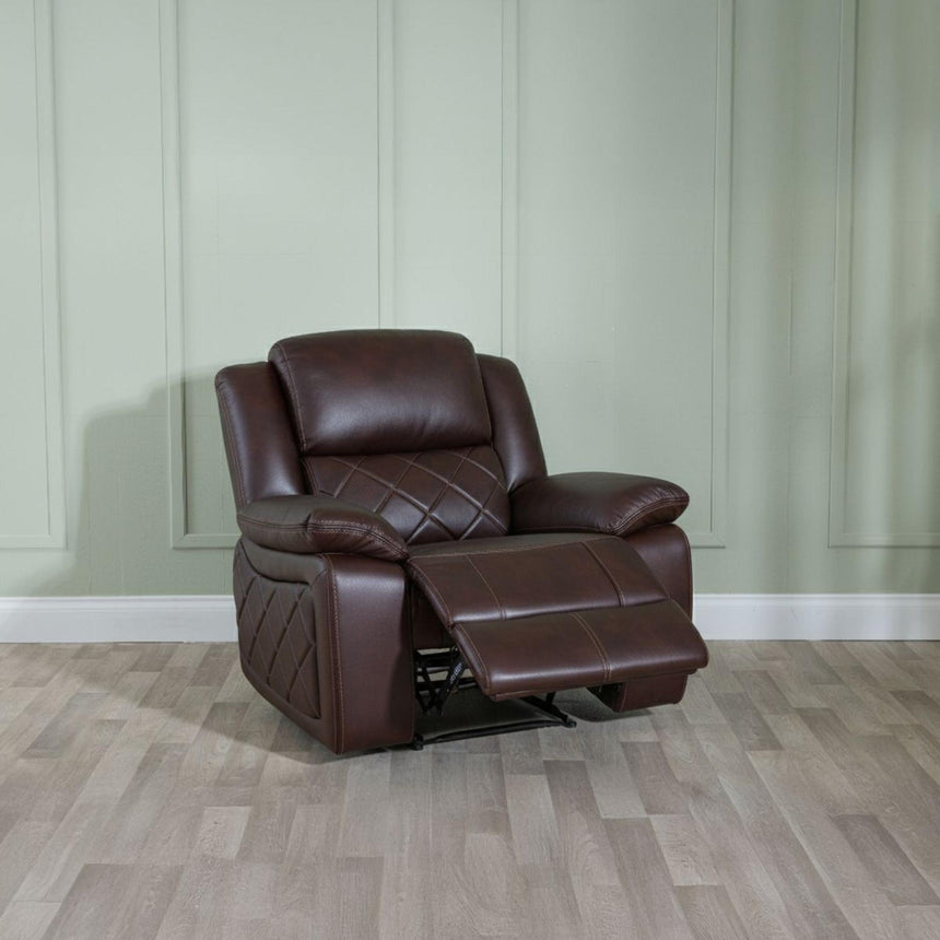 Bentley Brown Leather Recliner Armchair-3