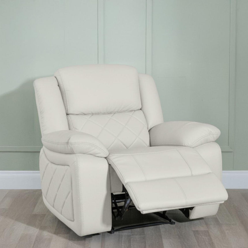 Bentley Cream Leather Recliner Armchair-5