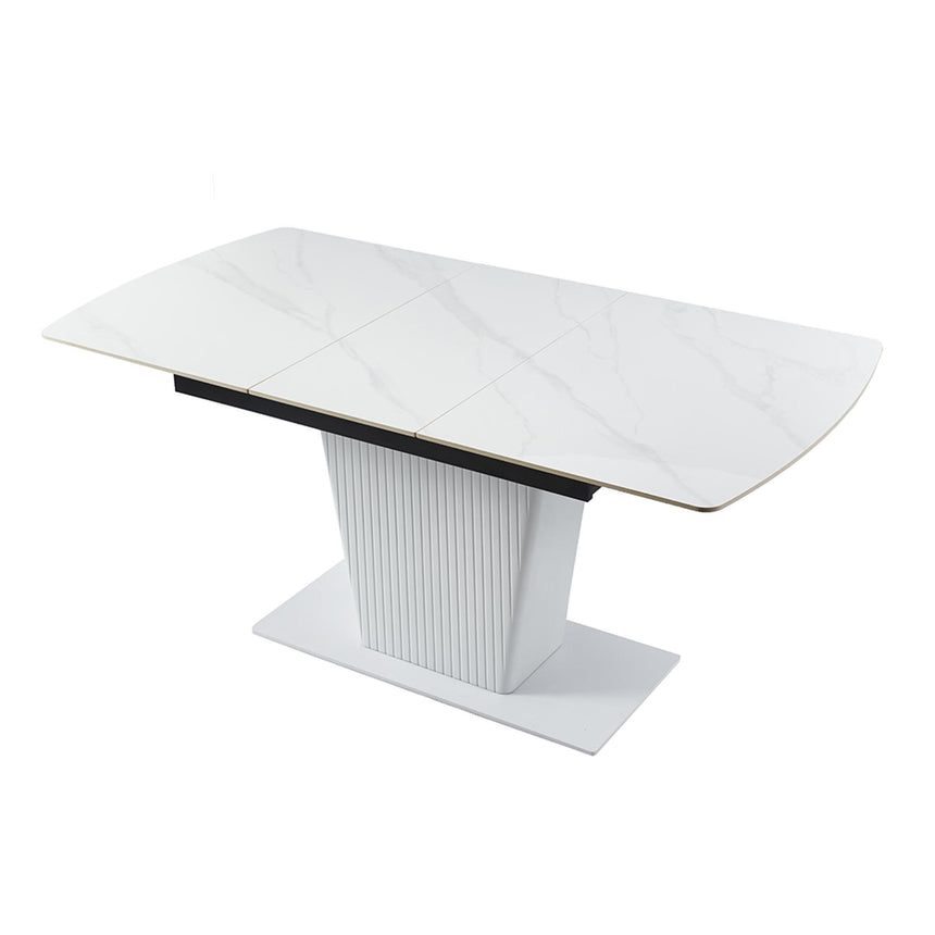Dutton 4-6 Seater White Ceramic Extending Dining Table with Pedestal Base - 130cm-170cm-4