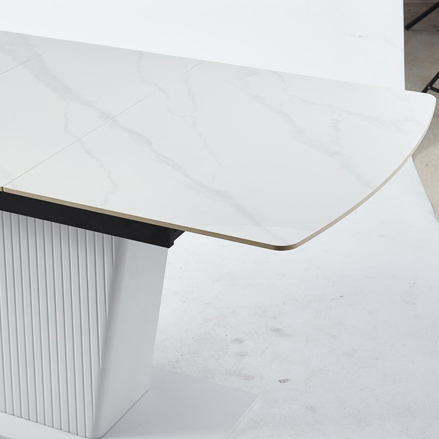 Dutton 4-6 Seater White Ceramic Extending Dining Table with Pedestal Base - 130cm-170cm-6