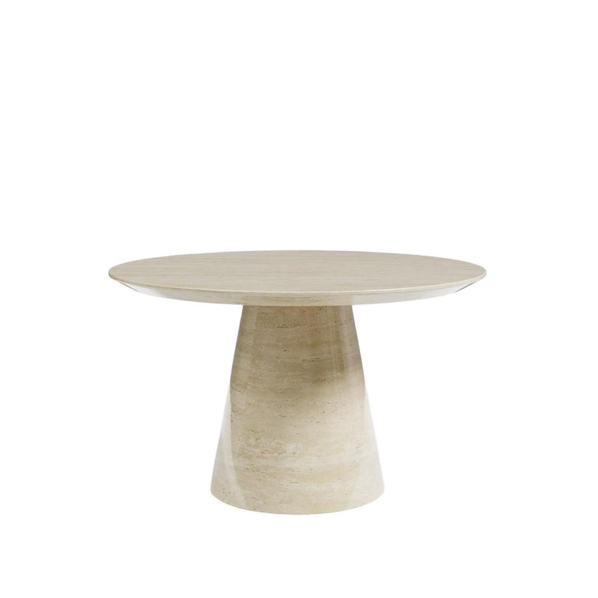Carrera Travertine Beige Engineered Marble 4-6 Seater Round Dining Table - 130cm-2
