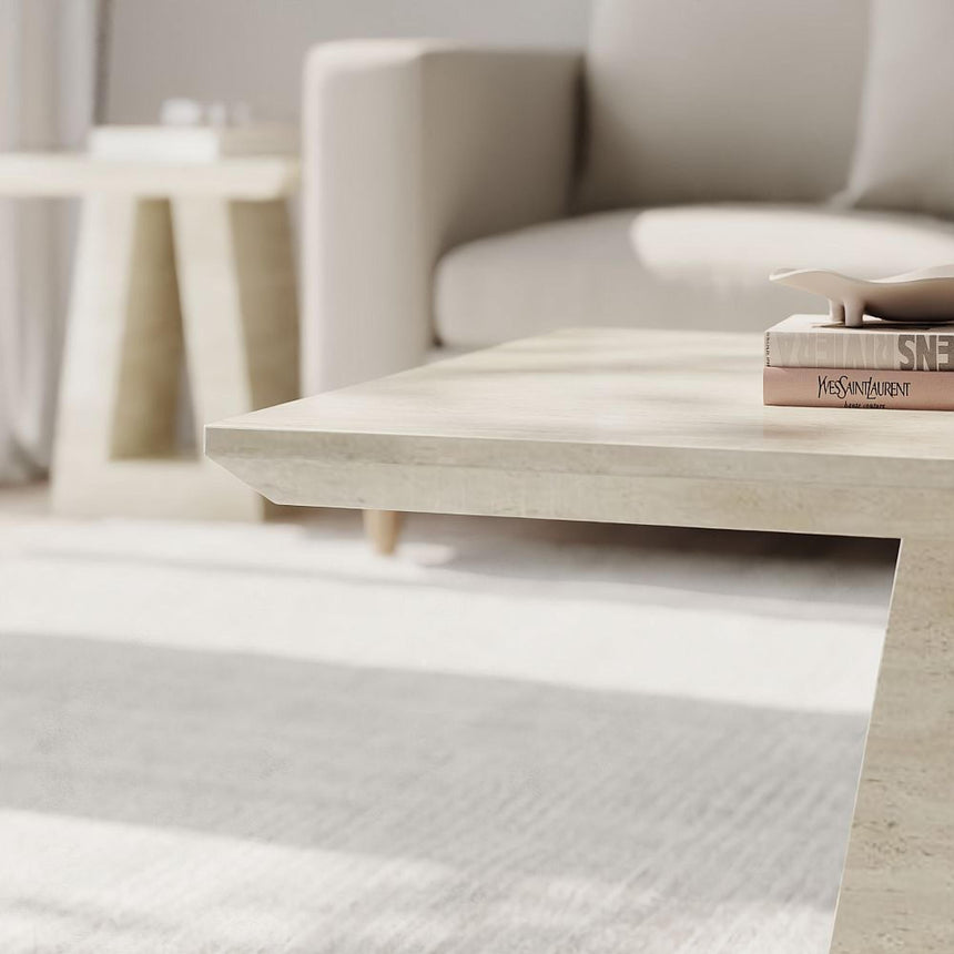 Milan Travertine Beige Engineered Marble Coffee Table-2
