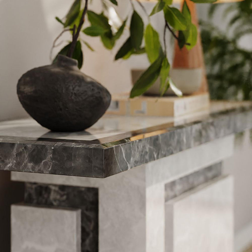 Venice Armani Grey Engineered Marble Console Table-2