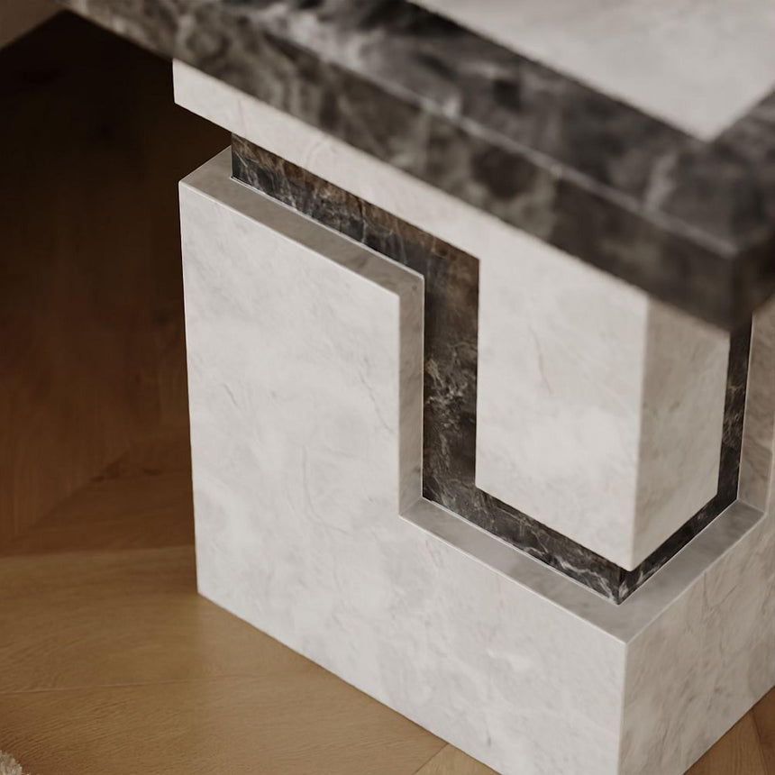 Venice Armani Grey Engineered Marble Side Table-3