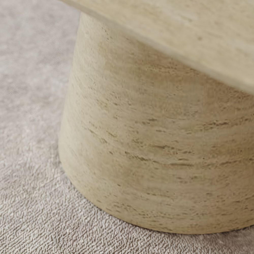 Carrera Travertine Beige Engineered Marble Oval Coffee Table-5