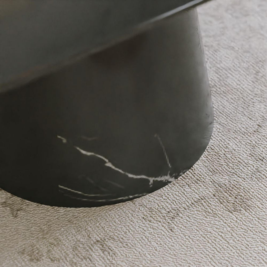 Carrera Black Marquina Engineered Marble Oval Coffee Table-5