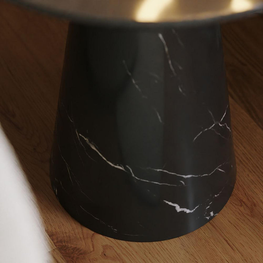 Carrera Black Marquina Engineered Marble Round Side Table-3