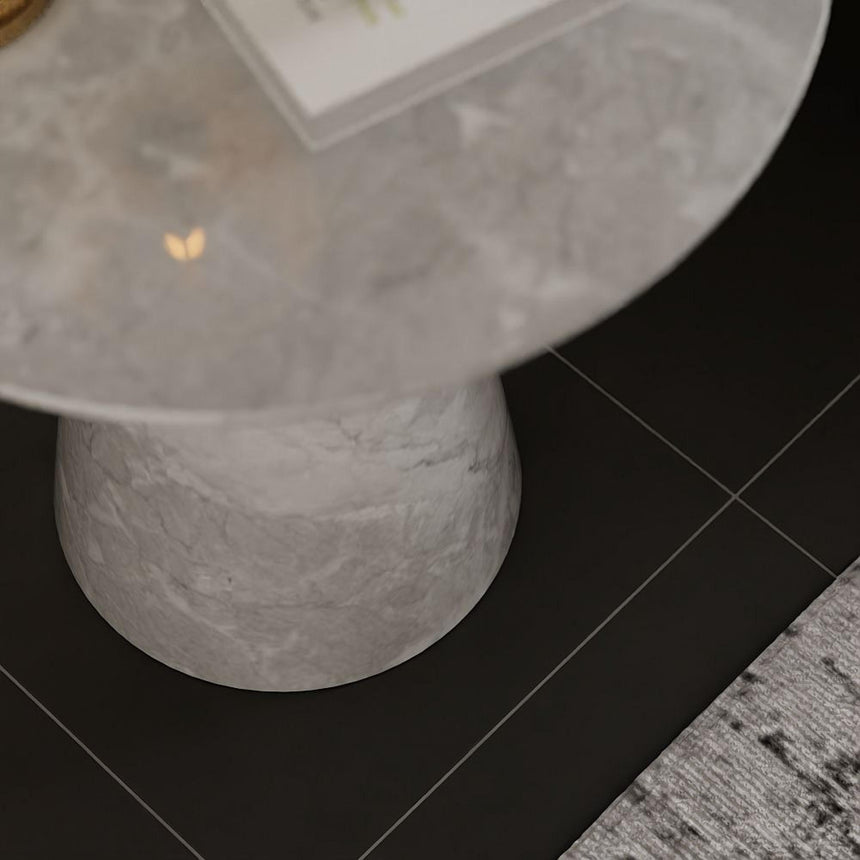 Carrera Armani Grey Engineered Marble Round Side Table-6