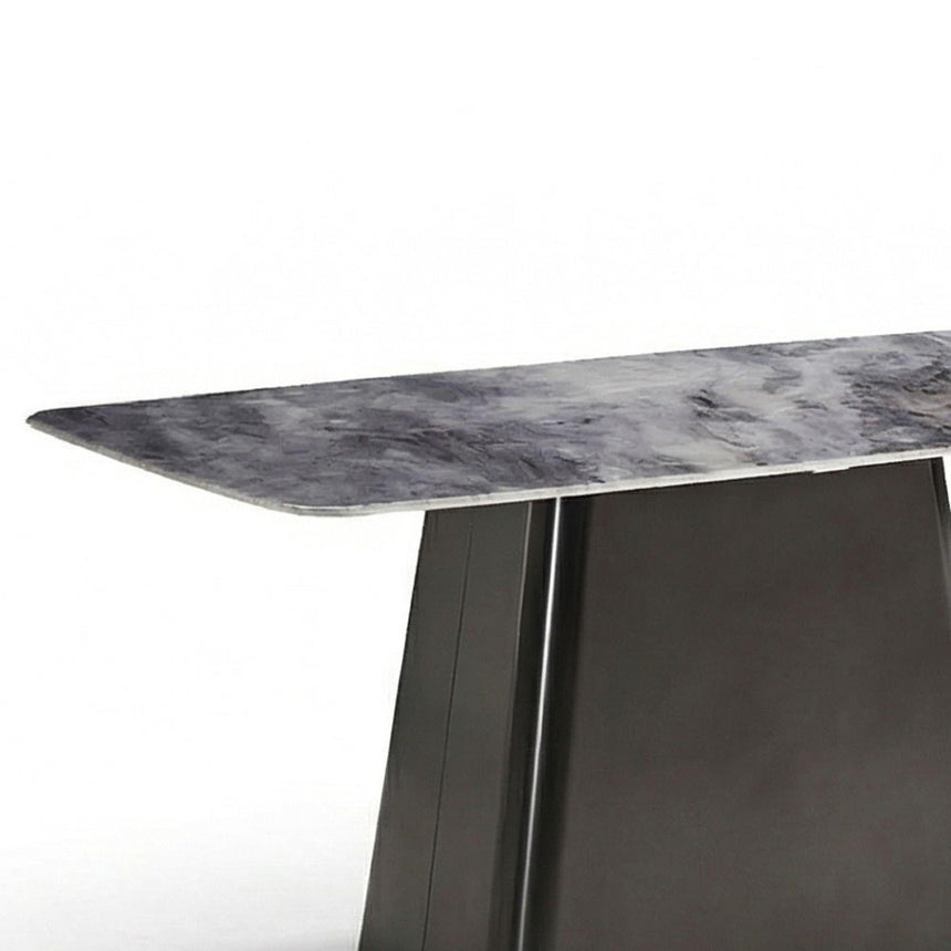 Telma 6 Seater White and Black Marble Dining Table - Sizes Available-4