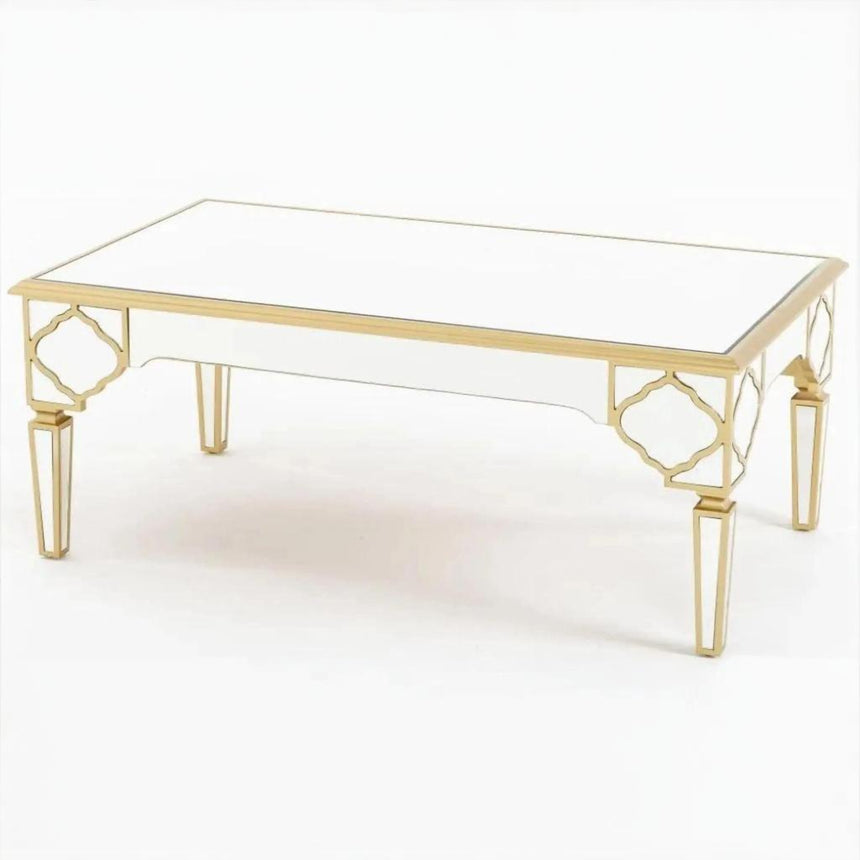 Bari Mirrored Gold Trim Coffee Table