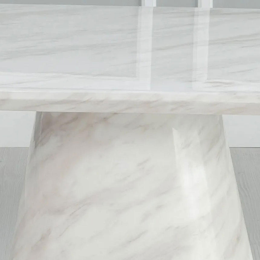 Modena White Marble Oval Coffee Table with Pedestal Base