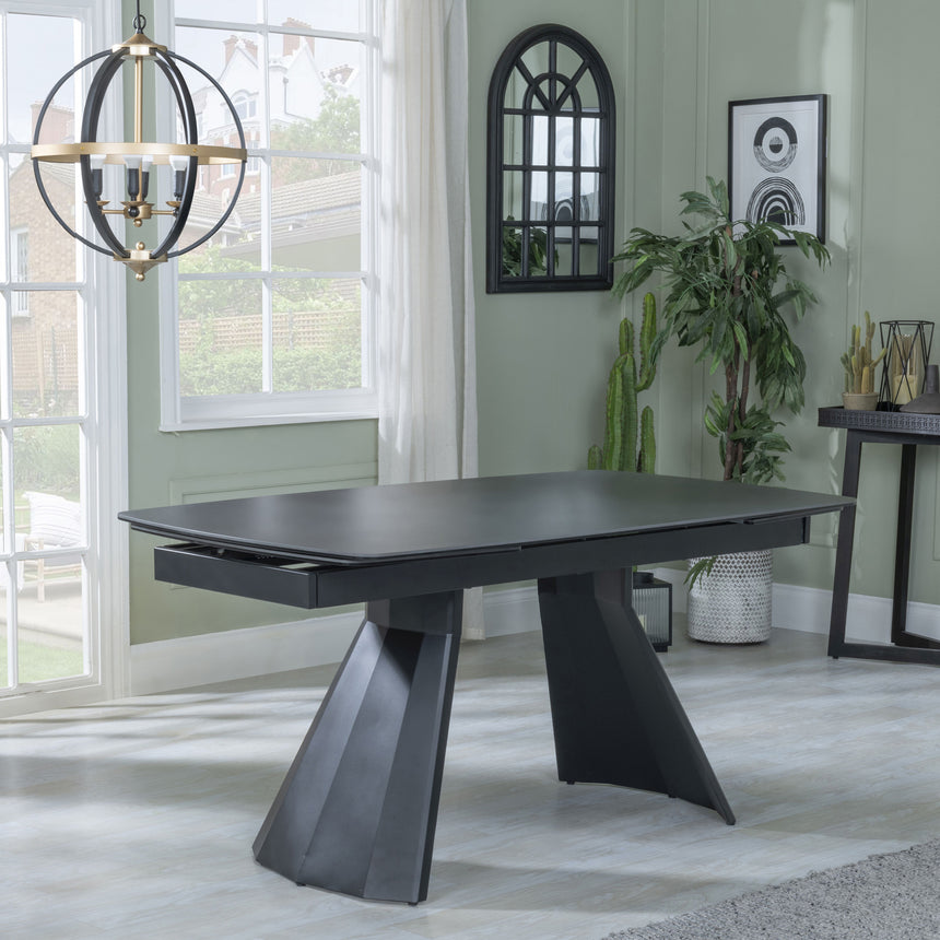 Sara 6-8 Seater Black Ceramic Extending Dining Table - 160cm-240cm