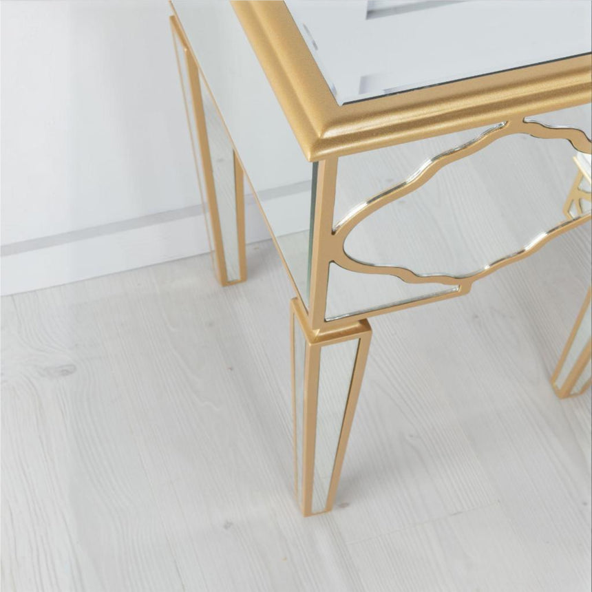 Bari Mirrored Gold Trim Dressing Table
