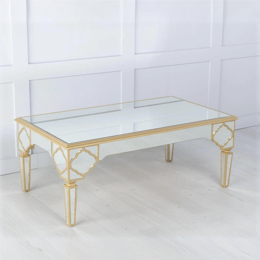 Bari Mirrored Gold Trim Coffee Table