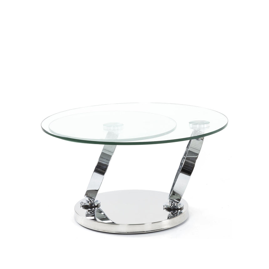 Prato Swivel Glass Top Round Coffee Table