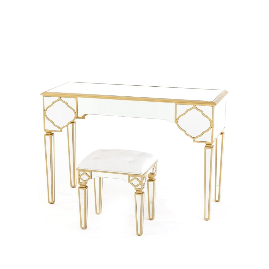 Bari Mirrored Gold Trim Dressing Table