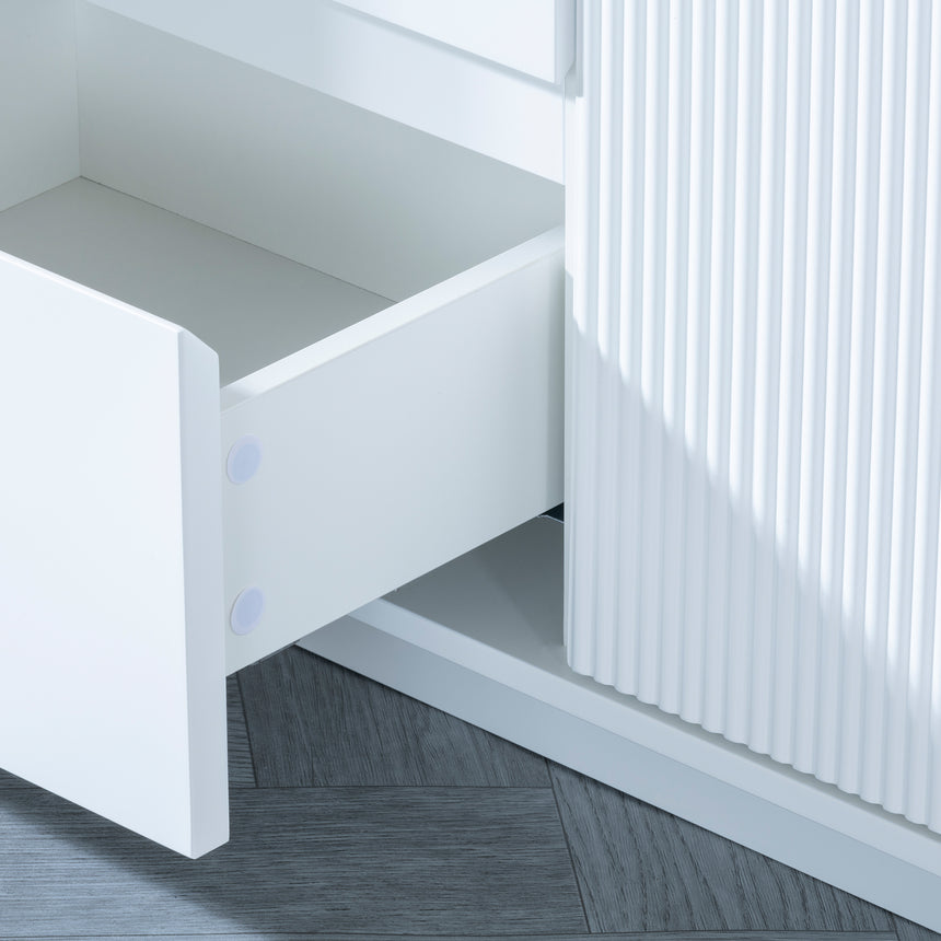 Chadwell White Marble 2 Door Curved Fluted Sideboard - 160cm