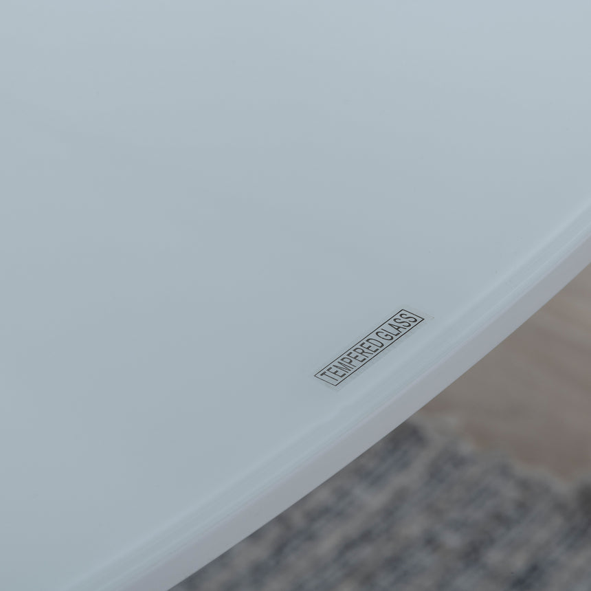 Bloomsbury White Glass Console Table with V Base