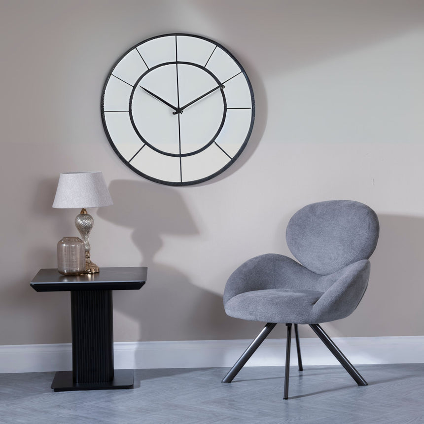 Stanmore Black Ceramic Fluted Lamp Table with Pedestal Base