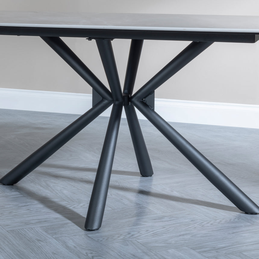 Hannah 6 Seater Grey Ceramic Dining Table with Spider Legs - 160cm