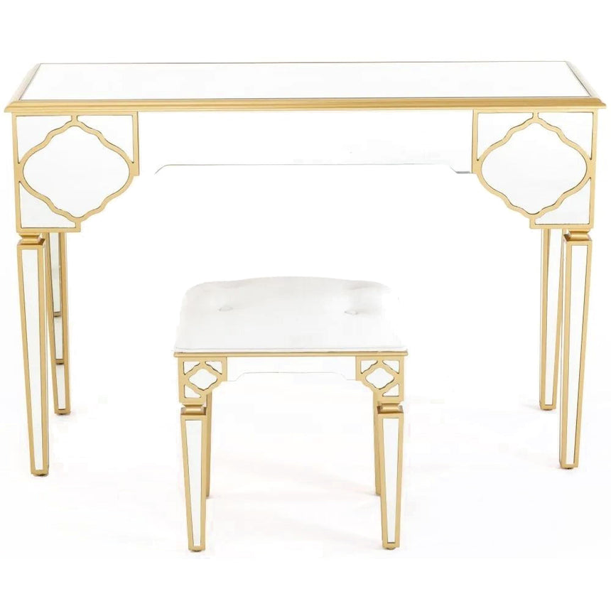 Bari Mirrored Gold Trim Dressing Table