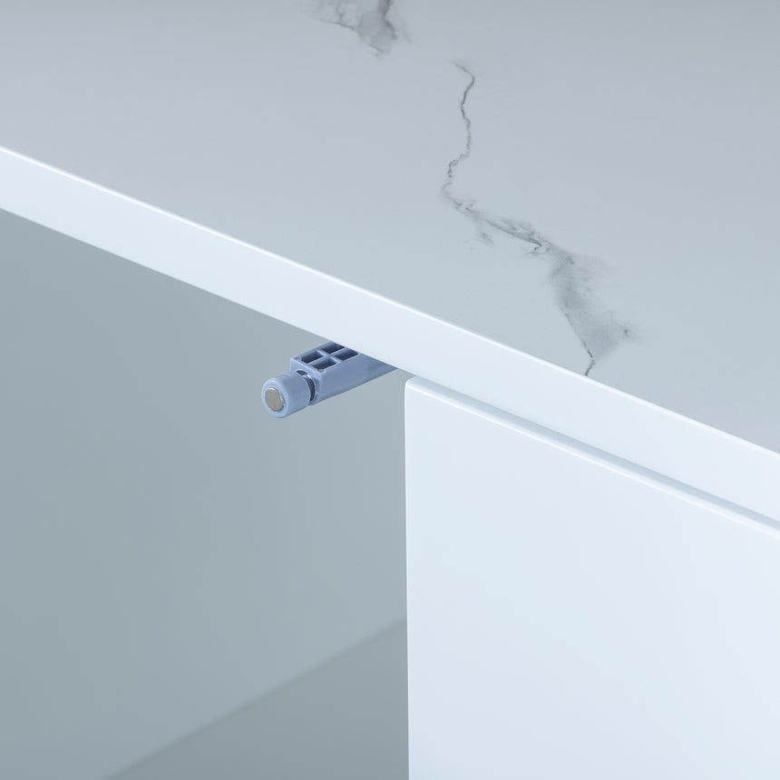 Chadwell White Marble 2 Door Curved Fluted Sideboard - 160cm