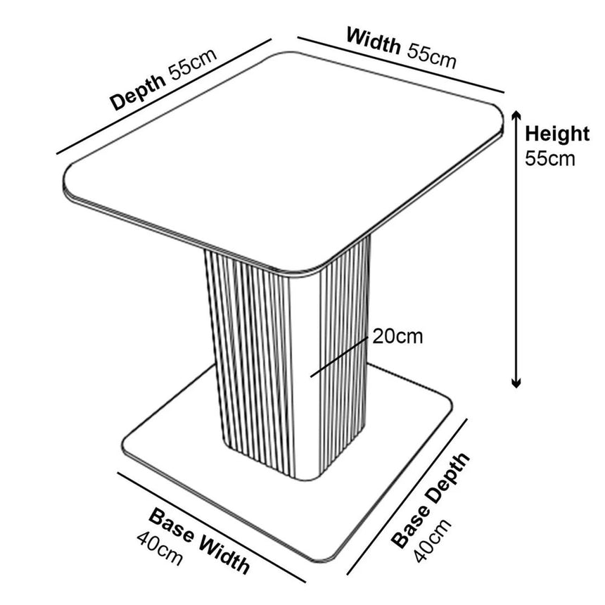 Stanmore Black Ceramic Fluted Lamp Table with Pedestal Base