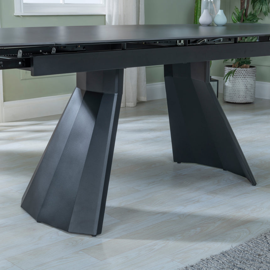 Sara 6-8 Seater Black Ceramic Extending Dining Table - 160cm-240cm