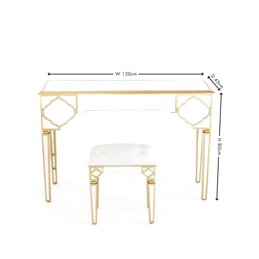 Bari Mirrored Gold Trim Dressing Table