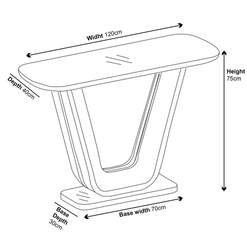 Bloomsbury White Glass Console Table with V Base