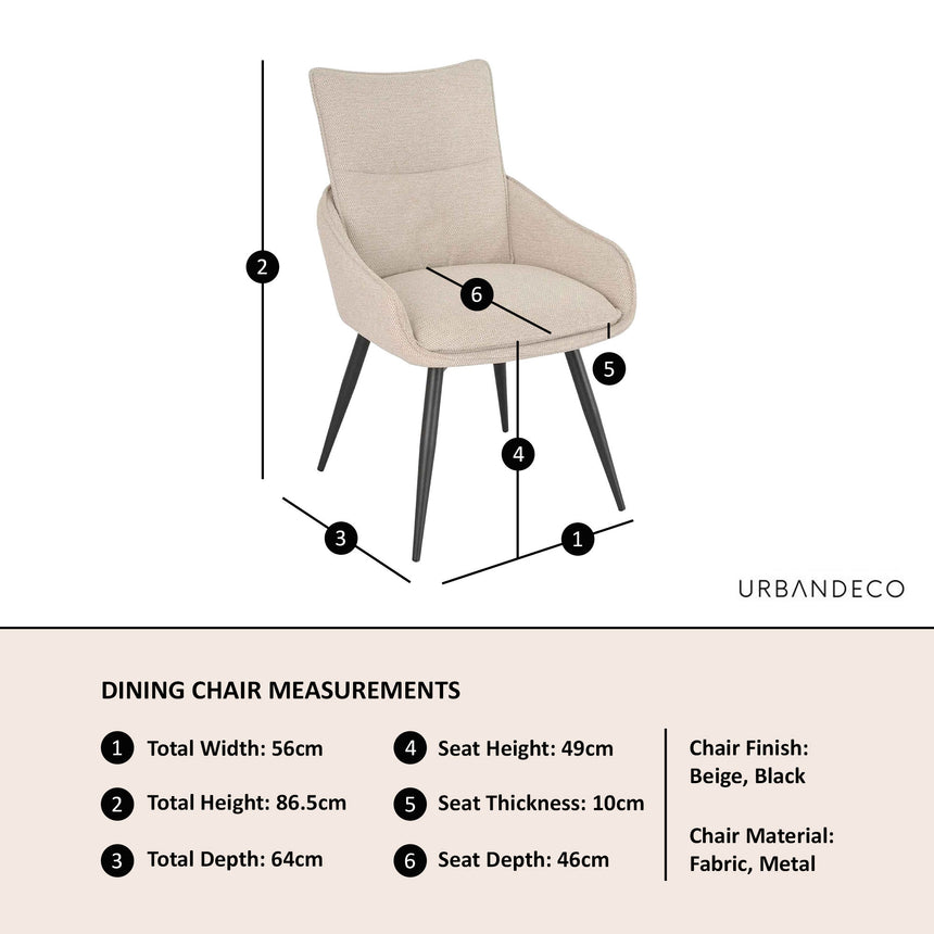 Torres Fabric Swivel Dining Chair with Black Legs