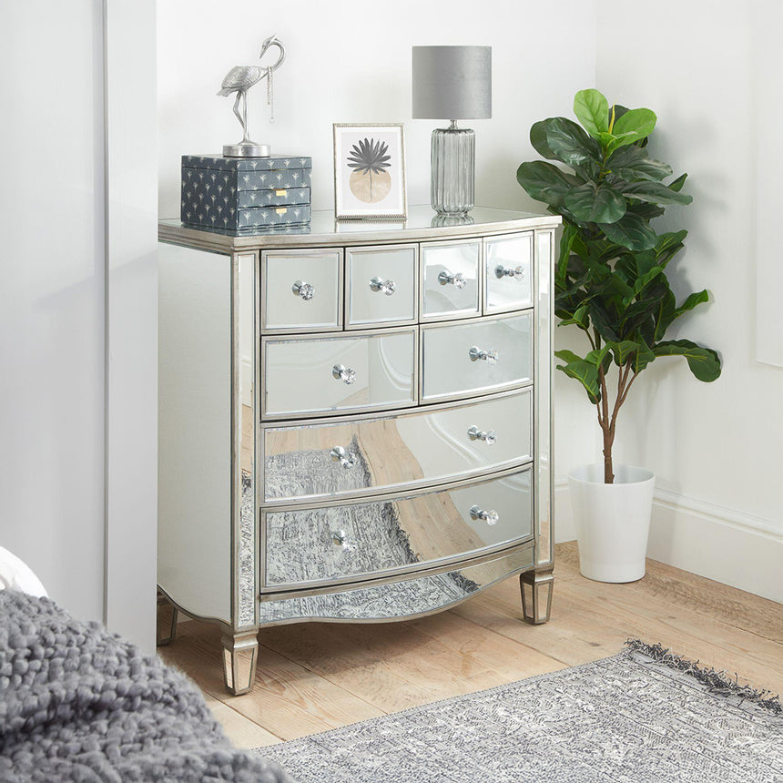 Alabama Mirrored Glass Multi Drawer Chest