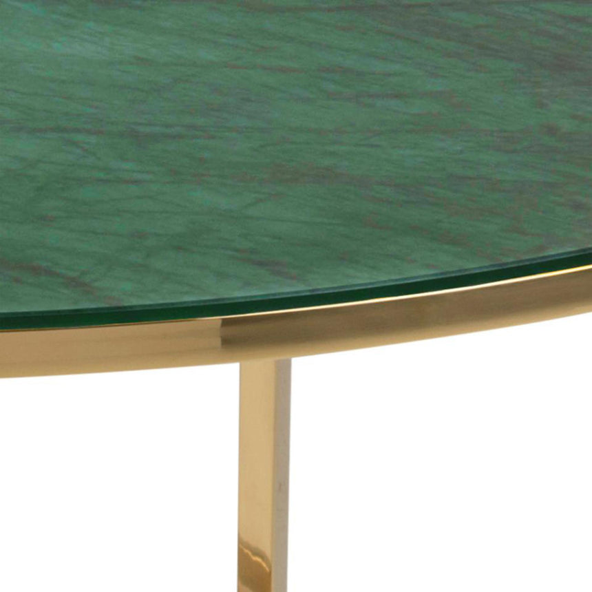 Alisma Coffee Table - Round - Green Marble and Gold Metal