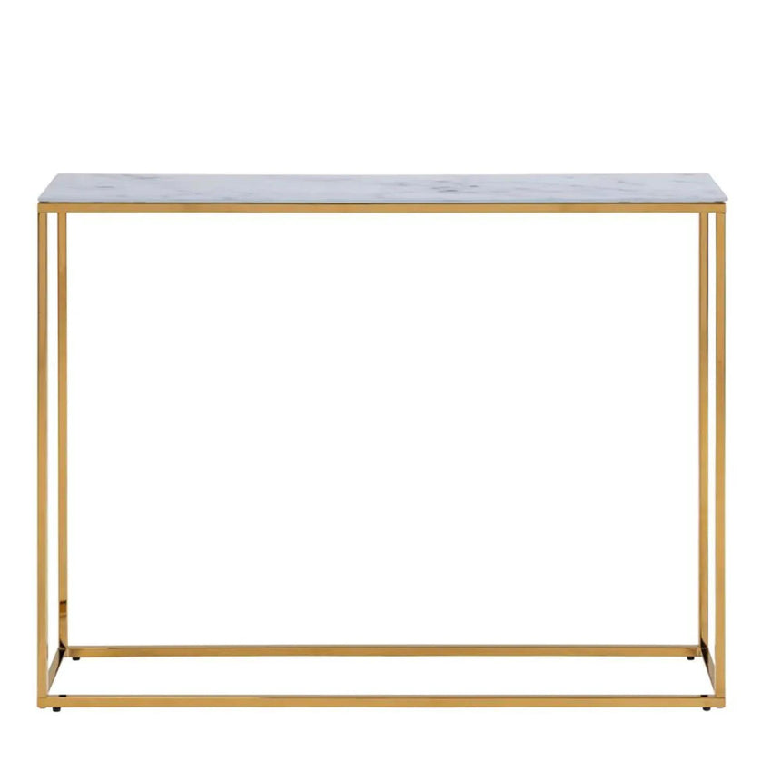 Alisma Console Table - White Marble and Gold Metal