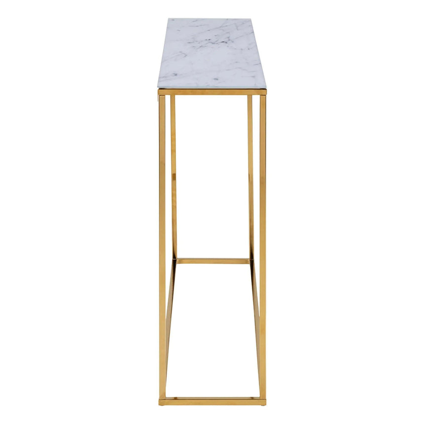 Alisma Console Table - White Marble and Gold Metal