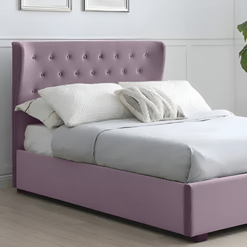 Alivia Athena Heather Velvet Fabric Ottoman Storage Bed